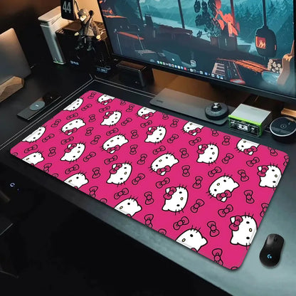 Hello Kitty XXL Gaming Desk Mat – Pink Kawaii Mouse Pad with HD Print, Non-Slip Base & Stitched Edges for Keyboard, PC & Gaming Setup