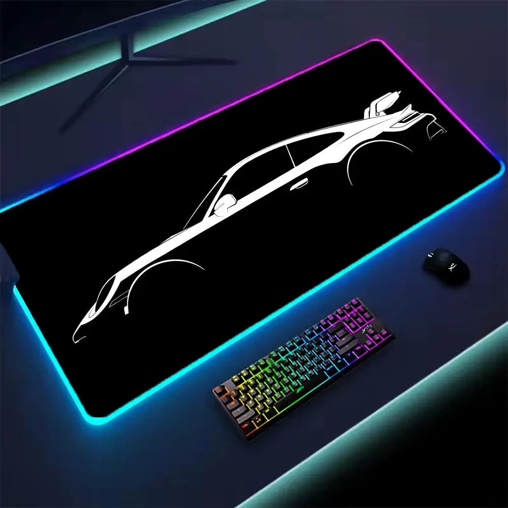 RGB Car Gaming Mouse Pad – LED Desk Mat