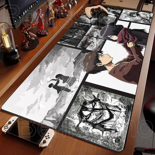 Attack on Titan XXL Gaming Mouse Pad – Anime Desk Mat (90×40cm) with Non-Slip Base & Stitched Edges