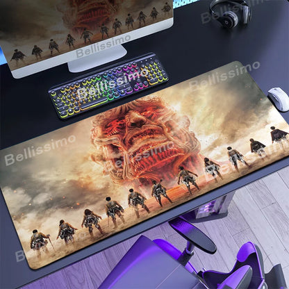 Attack on Titan XXL Gaming Mouse Pad – Anime Desk Mat (90×40cm) with Non-Slip Base & Stitched Edges