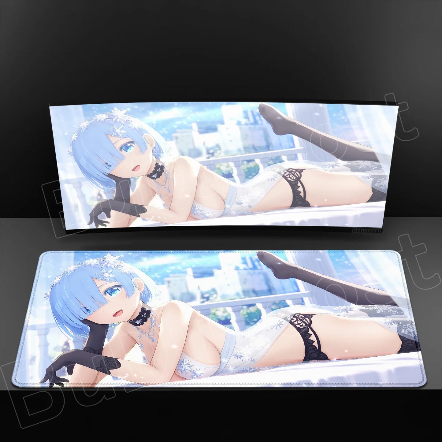 Rem & Ram Twin Aesthetic XL Gaming Desk Mat (40x90cm) – Re:Zero Anime Mousepad