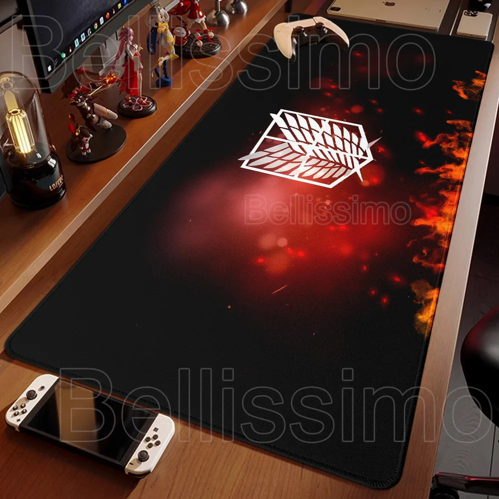 Attack on Titan XXL Gaming Mouse Pad – Anime Desk Mat (90×40cm) with Non-Slip Base & Stitched Edges