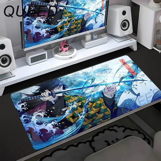 Demon Slayer XXL Gaming Mouse Pad – HD Anime Desk Mat with Non-Slip Base & Stitched Edges