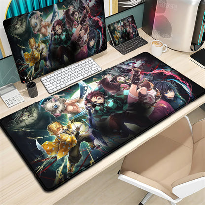 Demon Slayer Gaming Mouse Pad XL – HD Printed Extended Desk Mat for PC & Laptop Setup – Non-Slip Rubber Base, Stitched Locking Edges, Smooth Precision Surface for Gaming & Office Use