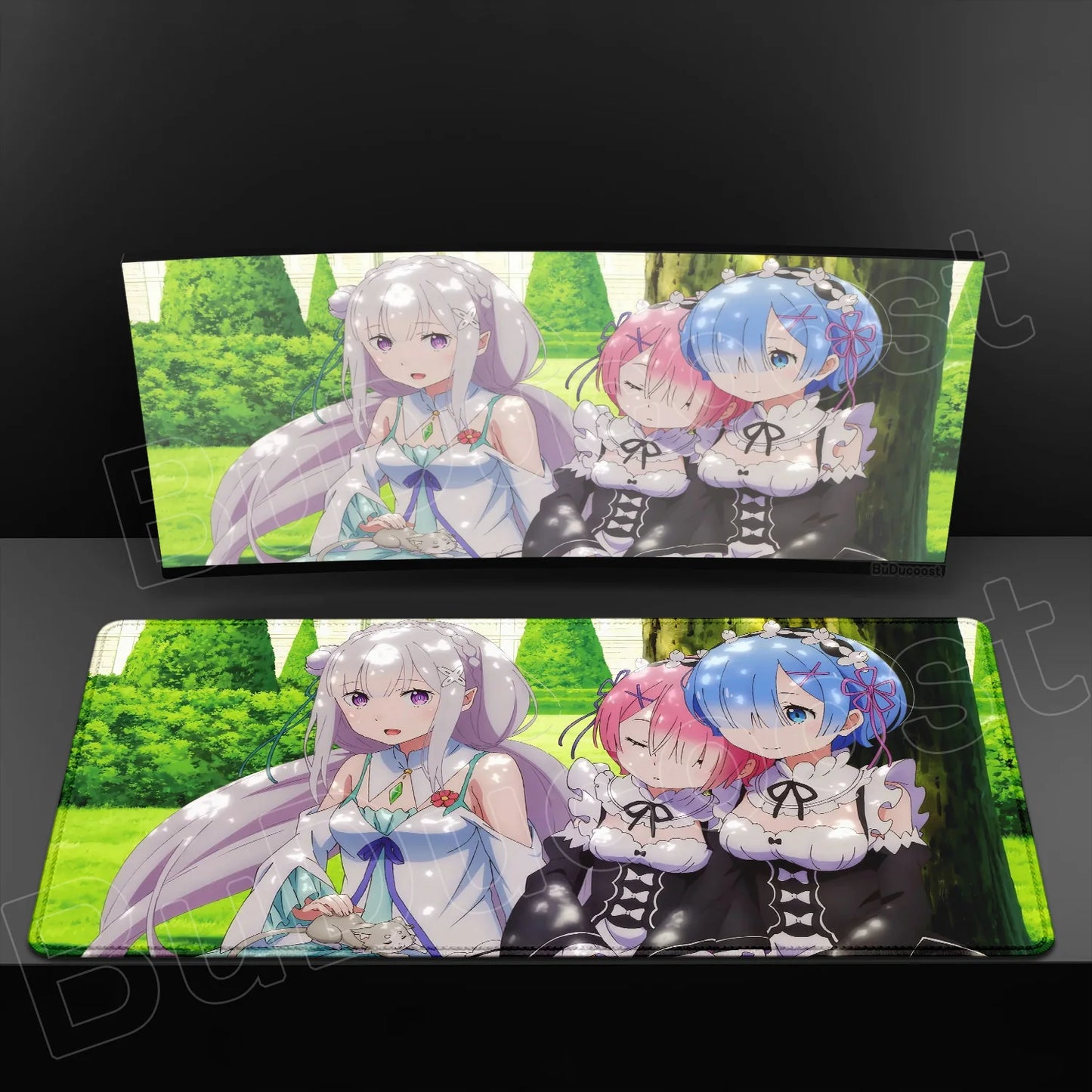 Rem & Ram Twin Aesthetic XL Gaming Desk Mat (40x90cm) – Re:Zero Anime Mousepad