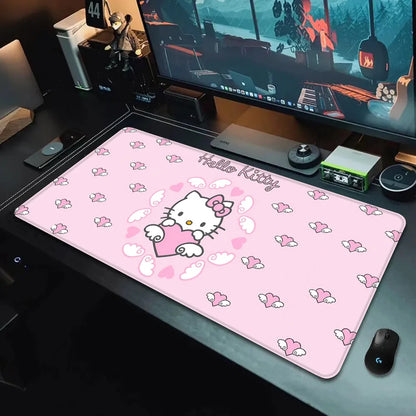 Hello Kitty XXL Gaming Desk Mat – Pink Kawaii Mouse Pad with HD Print, Non-Slip Base & Stitched Edges for Keyboard, PC & Gaming Setup