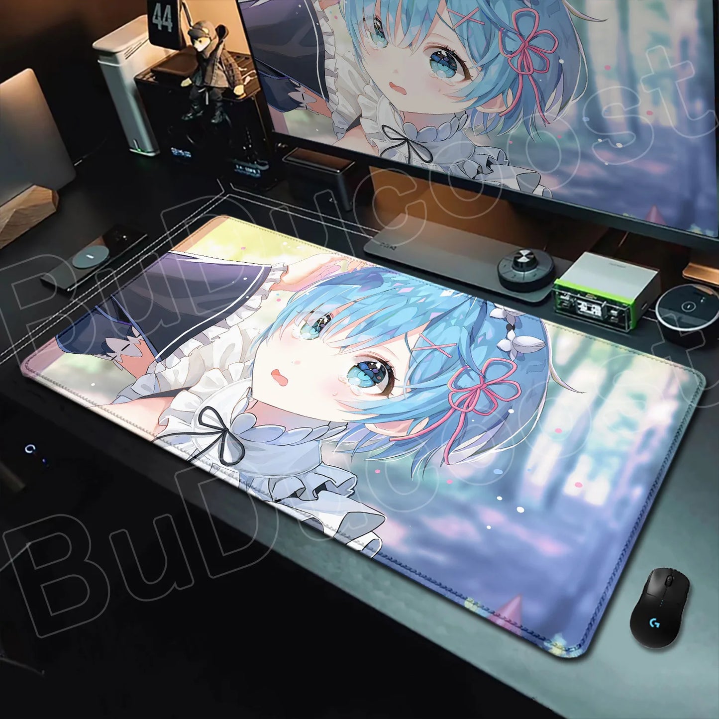 Rem & Ram Twin Aesthetic XL Gaming Desk Mat (40x90cm) – Re:Zero Anime Mousepad
