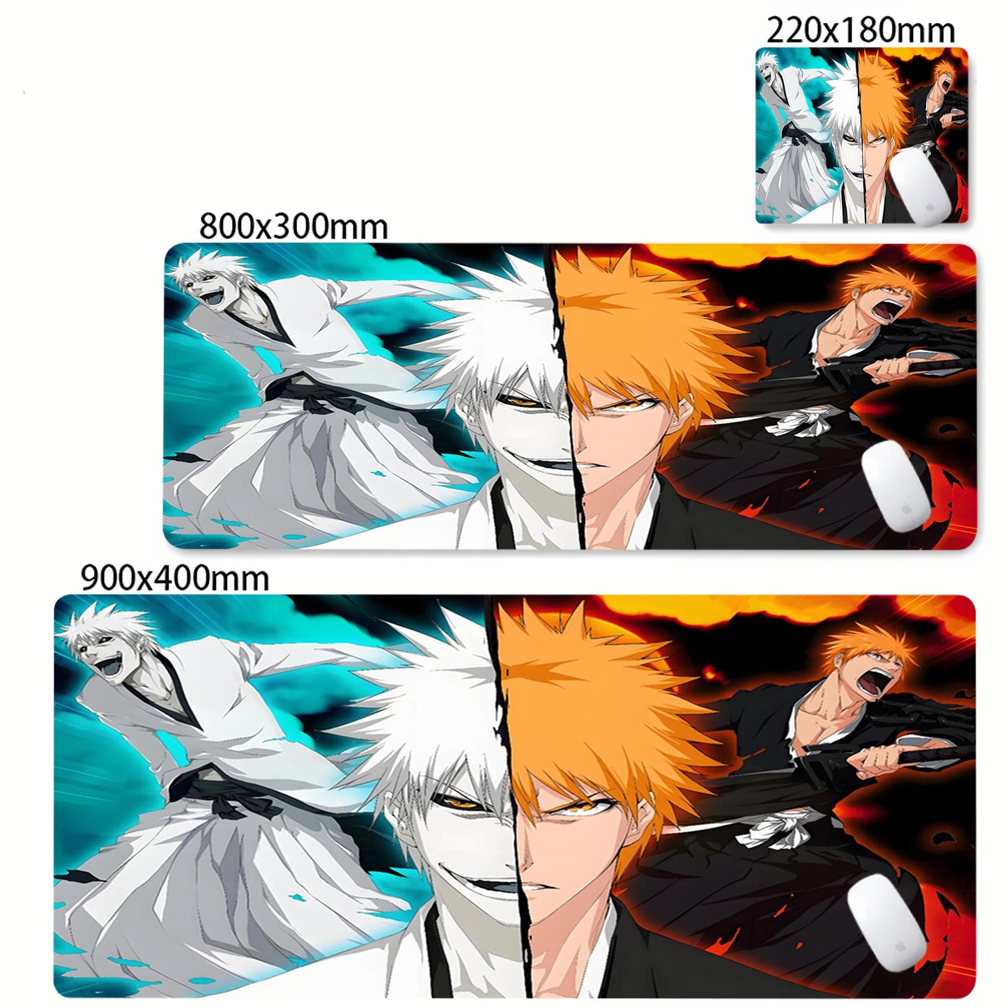Bleach XXL Gaming Desk Mat – Kurosaki Ichigo Black & White Edition