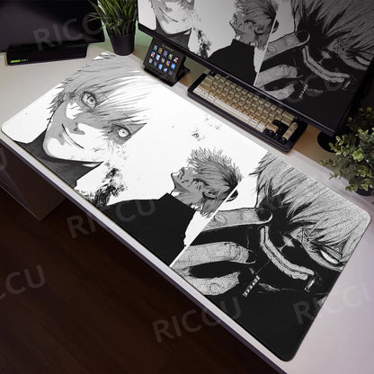 Tokyo Ghoul Anime XXL Desk Pad – Large Gaming Mouse Mat for Home Office & PC Setup, Black & White Comic Style Keyboard & Mouse Pad with Stitched Edge