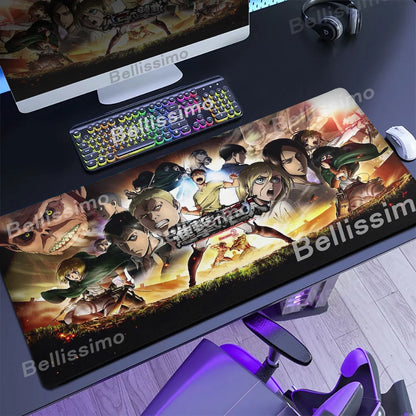 Attack on Titan XXL Gaming Mouse Pad – Anime Desk Mat (90×40cm) with Non-Slip Base & Stitched Edges