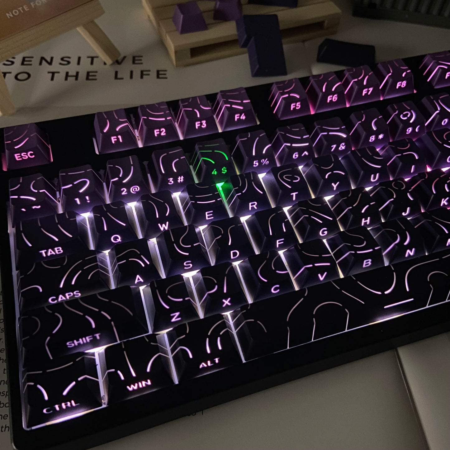 Aurora SideGlow Keycaps – Gradient RGB Shine-Through PBT
