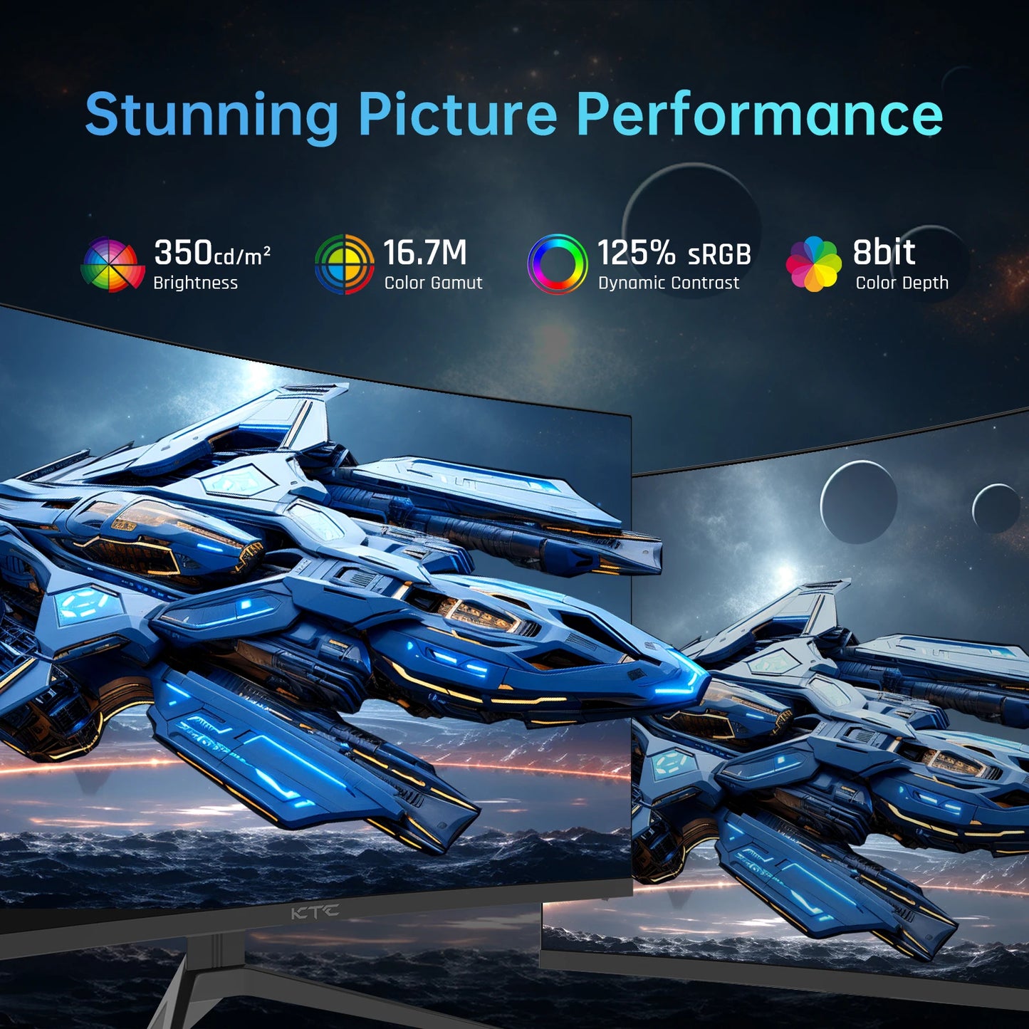 KTC 32” Curved Gaming Monitor 240Hz 1500R 1080P 1ms HDR10 FreeSync G-Sync Compatible – Ultra Smooth Esports Display