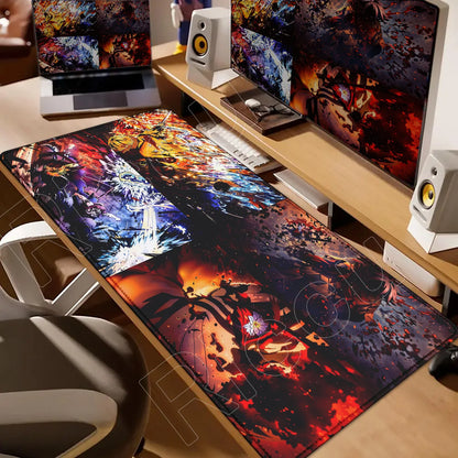 Demon Slayer Gaming Mouse Pad XL – HD Printed Extended Desk Mat for PC & Laptop Setup – Non-Slip Rubber Base, Stitched Locking Edges, Smooth Precision Surface for Gaming & Office Use