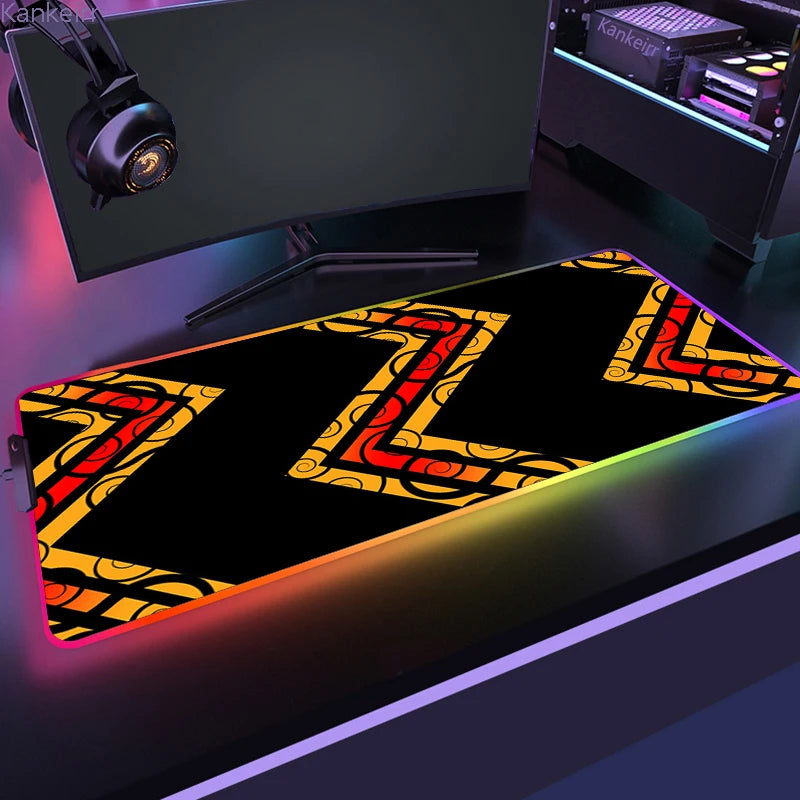 Geometric RGB XXL Gaming Mouse Pad – LED Mouse Mat 90×40cm | Large Non-Slip Desk Mat for PC, Keyboard & Gaming Setup