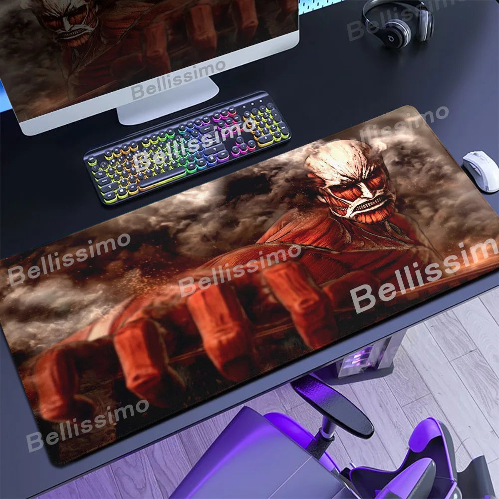 Attack on Titan XXL Gaming Mouse Pad – Anime Desk Mat (90×40cm) with Non-Slip Base & Stitched Edges