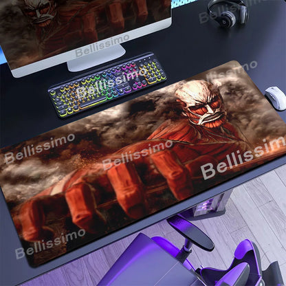 Attack on Titan XXL Gaming Mouse Pad – Anime Desk Mat (90×40cm) with Non-Slip Base & Stitched Edges