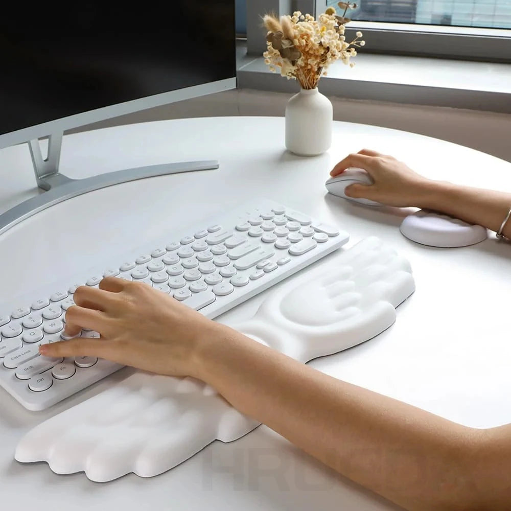 Angel Wing Memory Foam Wrist Rest Set | Keyboard & Mouse | Ergonomic Non-Slip