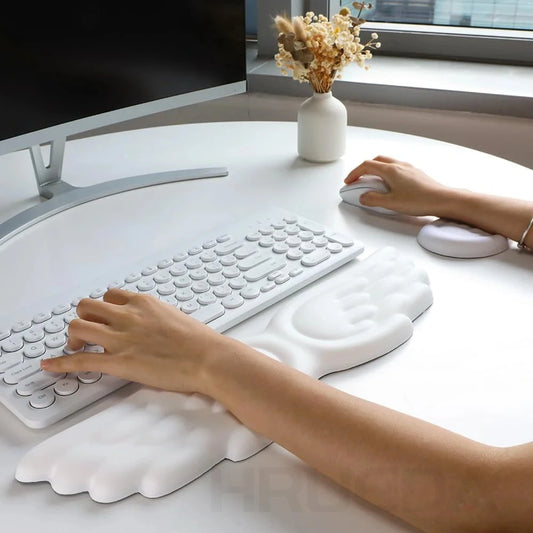 Angel Wing Memory Foam Wrist Rest Set | Keyboard & Mouse | Ergonomic Non-Slip