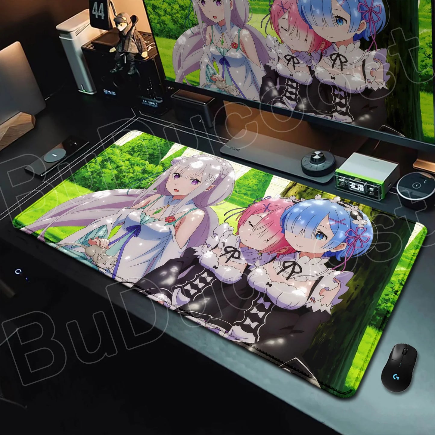 Rem & Ram Twin Aesthetic XL Gaming Desk Mat (40x90cm) – Re:Zero Anime Mousepad