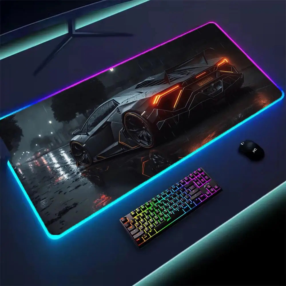 RGB Car Gaming Mouse Pad – LED Desk Mat
