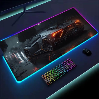 RGB Car Gaming Mouse Pad – LED Desk Mat