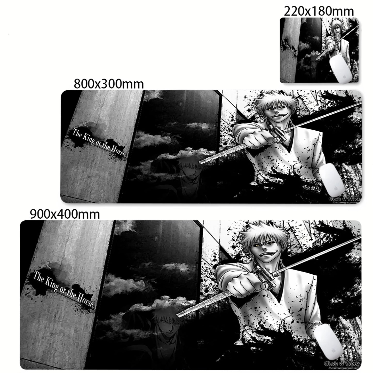 Bleach XXL Gaming Desk Mat – Kurosaki Ichigo Black & White Edition