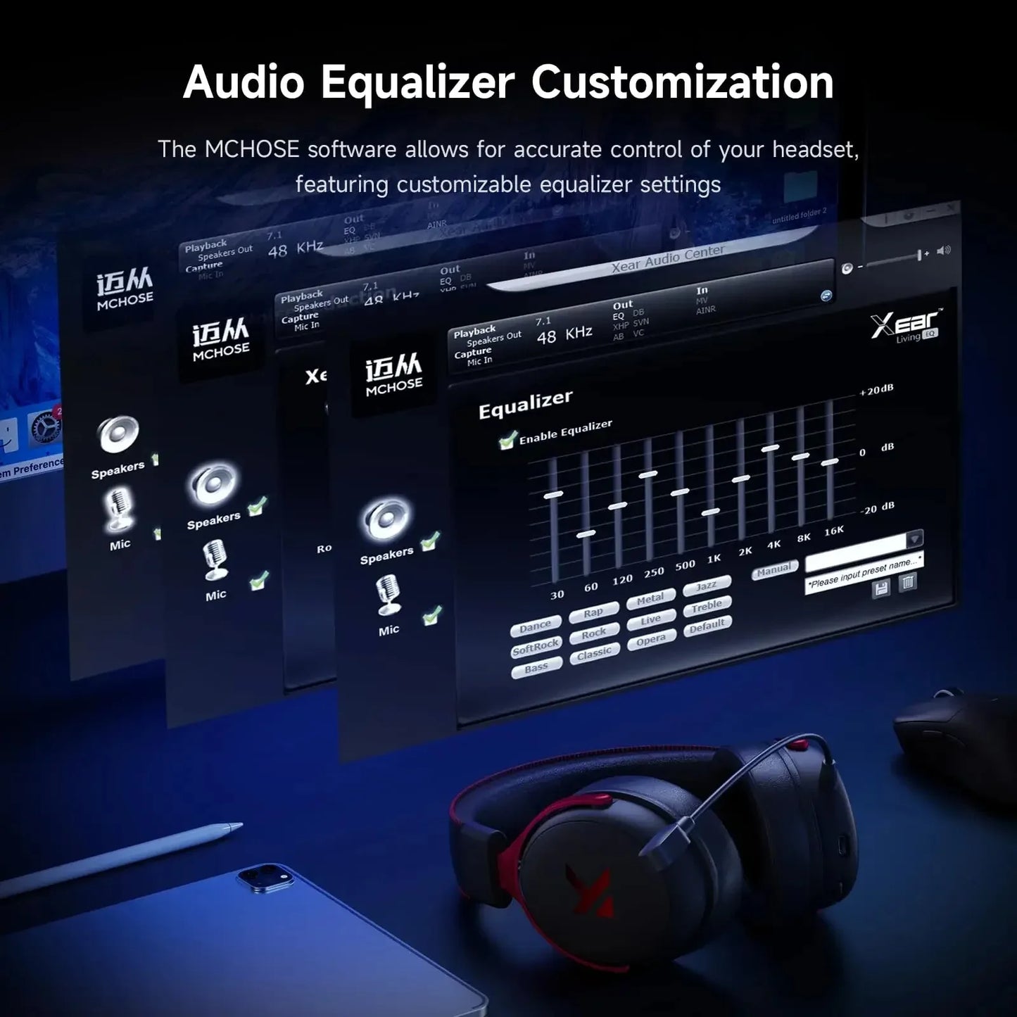 MCHOSE V9 Pro Wireless Gaming Headset – 7.1 Surround Sound
