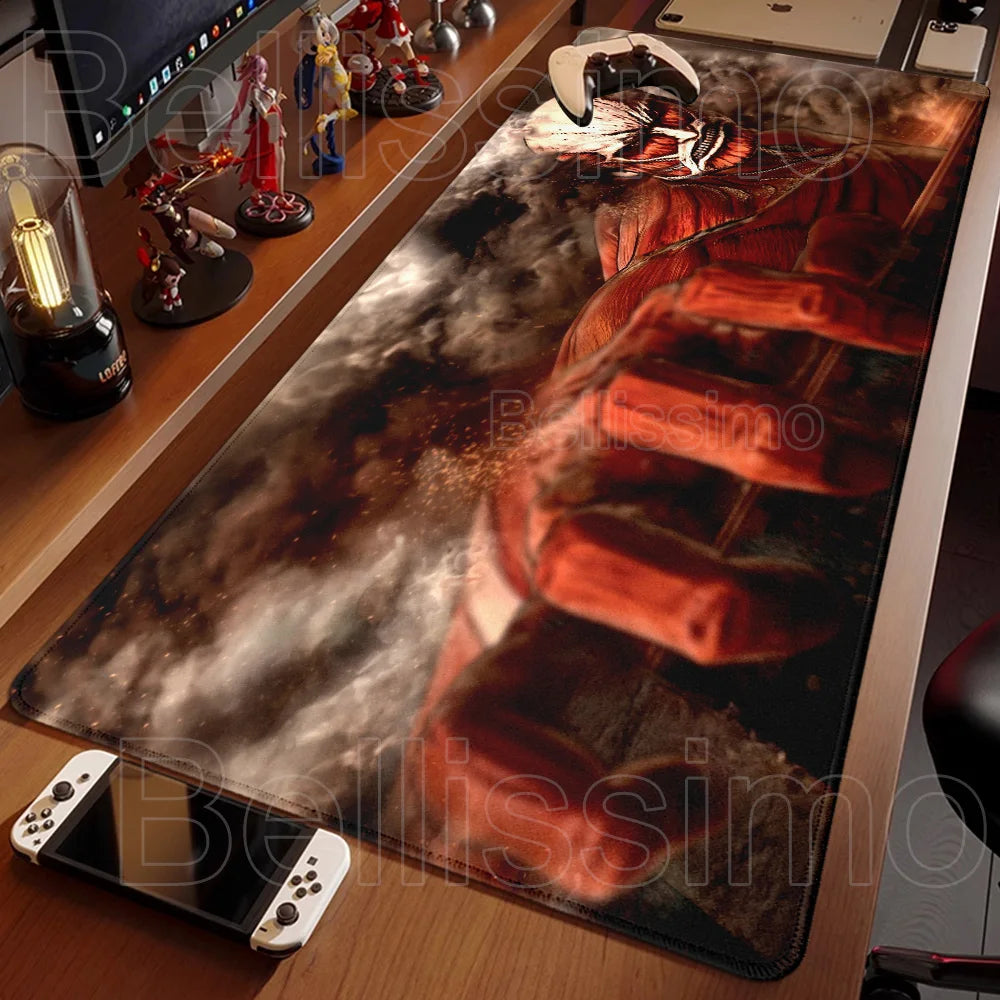 Attack on Titan XXL Gaming Mouse Pad – Anime Desk Mat (90×40cm) with Non-Slip Base & Stitched Edges