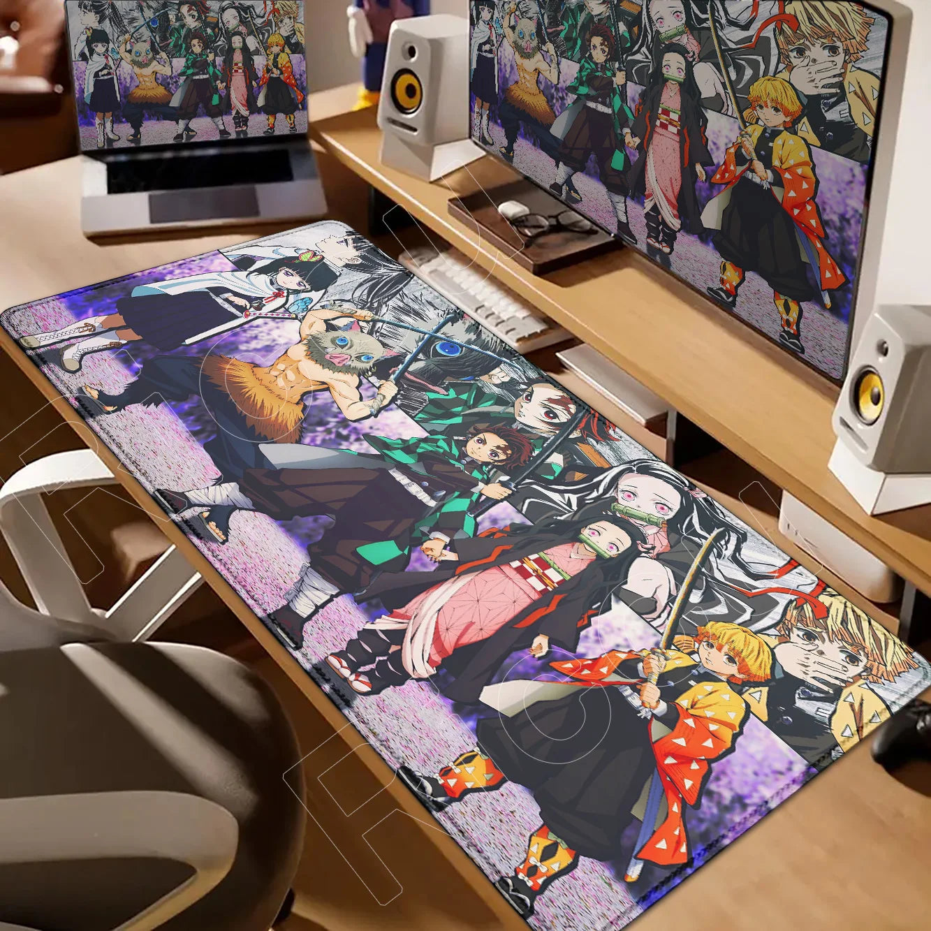 Demon Slayer Gaming Mouse Pad XL – HD Printed Extended Desk Mat for PC & Laptop Setup – Non-Slip Rubber Base, Stitched Locking Edges, Smooth Precision Surface for Gaming & Office Use