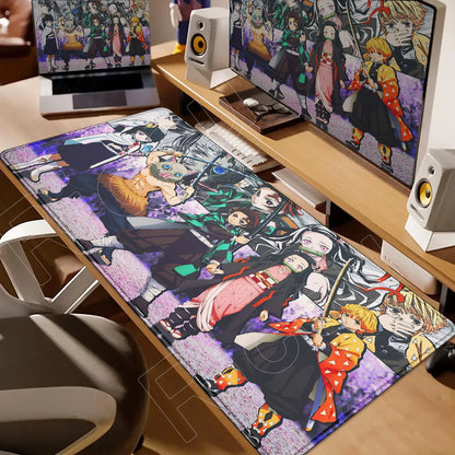 Demon Slayer Gaming Mouse Pad XL – HD Printed Extended Desk Mat for PC & Laptop Setup – Non-Slip Rubber Base, Stitched Locking Edges, Smooth Precision Surface for Gaming & Office Use