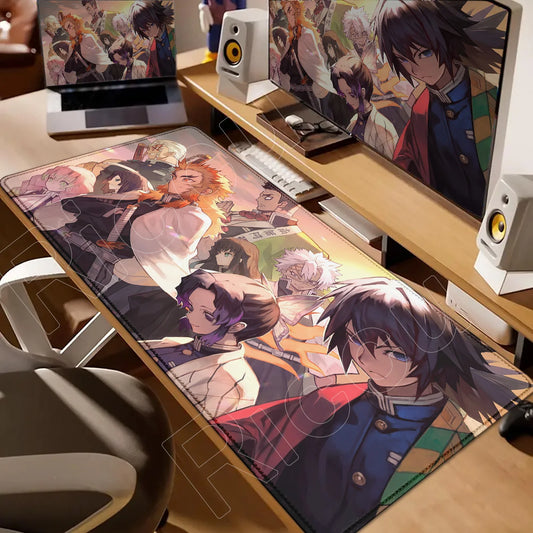 Demon Slayer Gaming Mouse Pad XL – HD Printed Extended Desk Mat for PC & Laptop Setup – Non-Slip Rubber Base, Stitched Locking Edges, Smooth Precision Surface for Gaming & Office Use