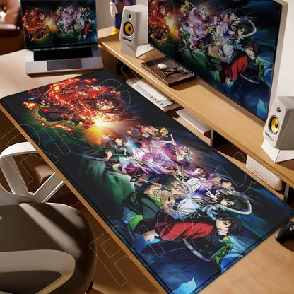 Demon Slayer Gaming Mouse Pad XL – HD Printed Extended Desk Mat for PC & Laptop Setup – Non-Slip Rubber Base, Stitched Locking Edges, Smooth Precision Surface for Gaming & Office Use