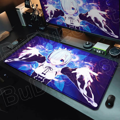 Rem & Ram Twin Aesthetic XL Gaming Desk Mat (40x90cm) – Re:Zero Anime Mousepad
