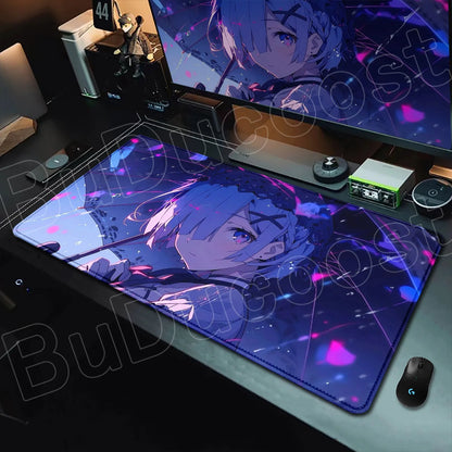 Rem & Ram Twin Aesthetic XL Gaming Desk Mat (40x90cm) – Re:Zero Anime Mousepad