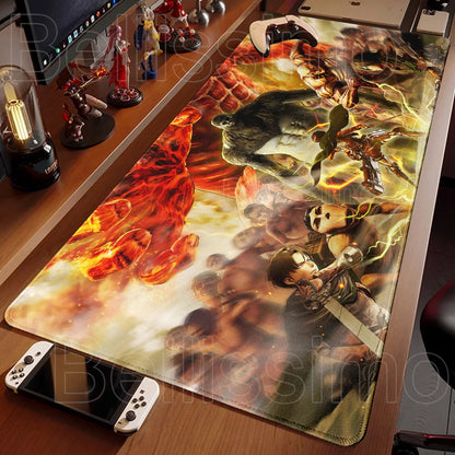 Attack on Titan XXL Gaming Mouse Pad – Anime Desk Mat (90×40cm) with Non-Slip Base & Stitched Edges