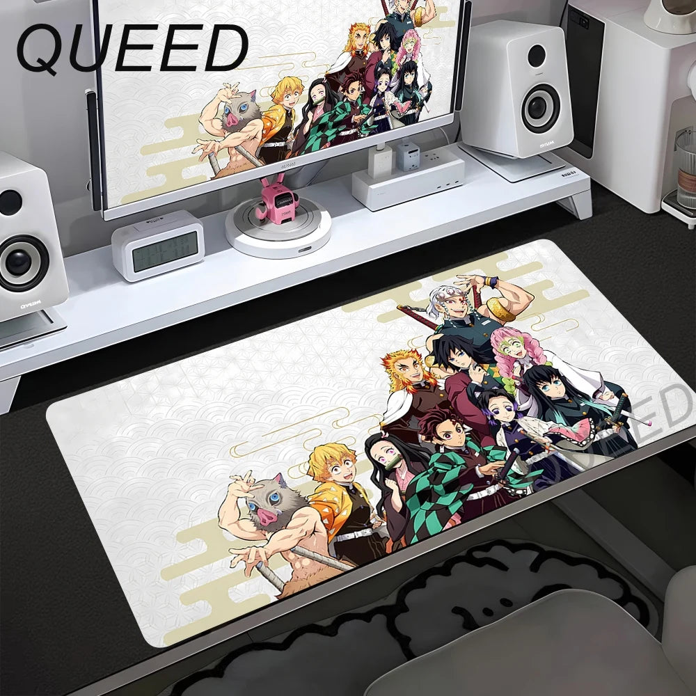 Demon Slayer XXL Gaming Mouse Pad – HD Anime Desk Mat with Non-Slip Base & Stitched Edges