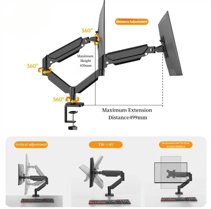 FlexView Pro Dual Monitor Arm (13–32")