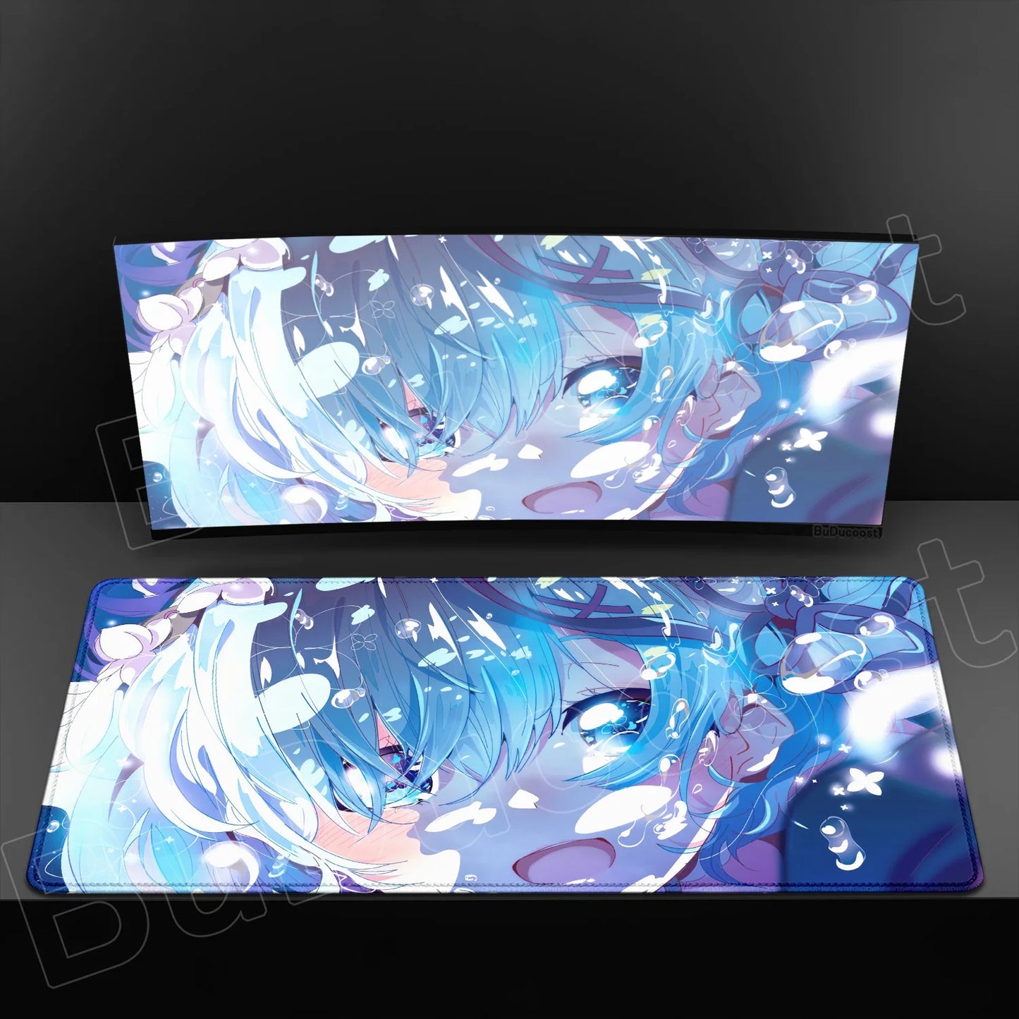 Rem & Ram Twin Aesthetic XL Gaming Desk Mat (40x90cm) – Re:Zero Anime Mousepad