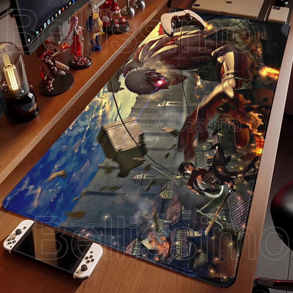 Attack on Titan XXL Gaming Mouse Pad – Anime Desk Mat (90×40cm) with Non-Slip Base & Stitched Edges