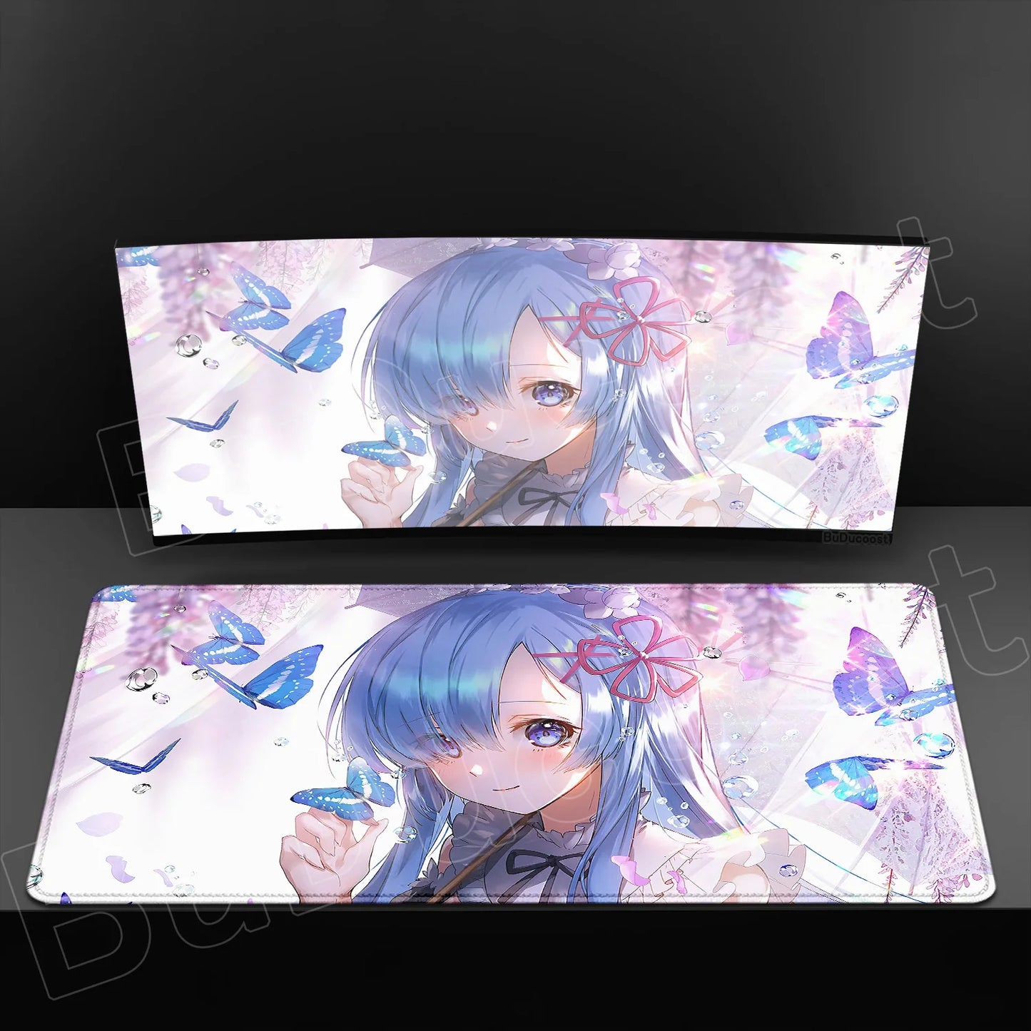 Rem & Ram Twin Aesthetic XL Gaming Desk Mat (40x90cm) – Re:Zero Anime Mousepad