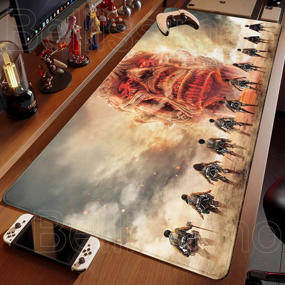 Attack on Titan XXL Gaming Mouse Pad – Anime Desk Mat (90×40cm) with Non-Slip Base & Stitched Edges