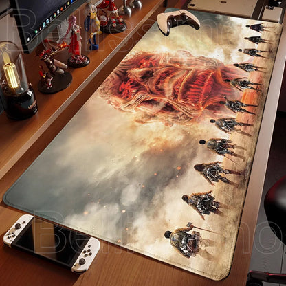 Attack on Titan XXL Gaming Mouse Pad – Anime Desk Mat (90×40cm) with Non-Slip Base & Stitched Edges