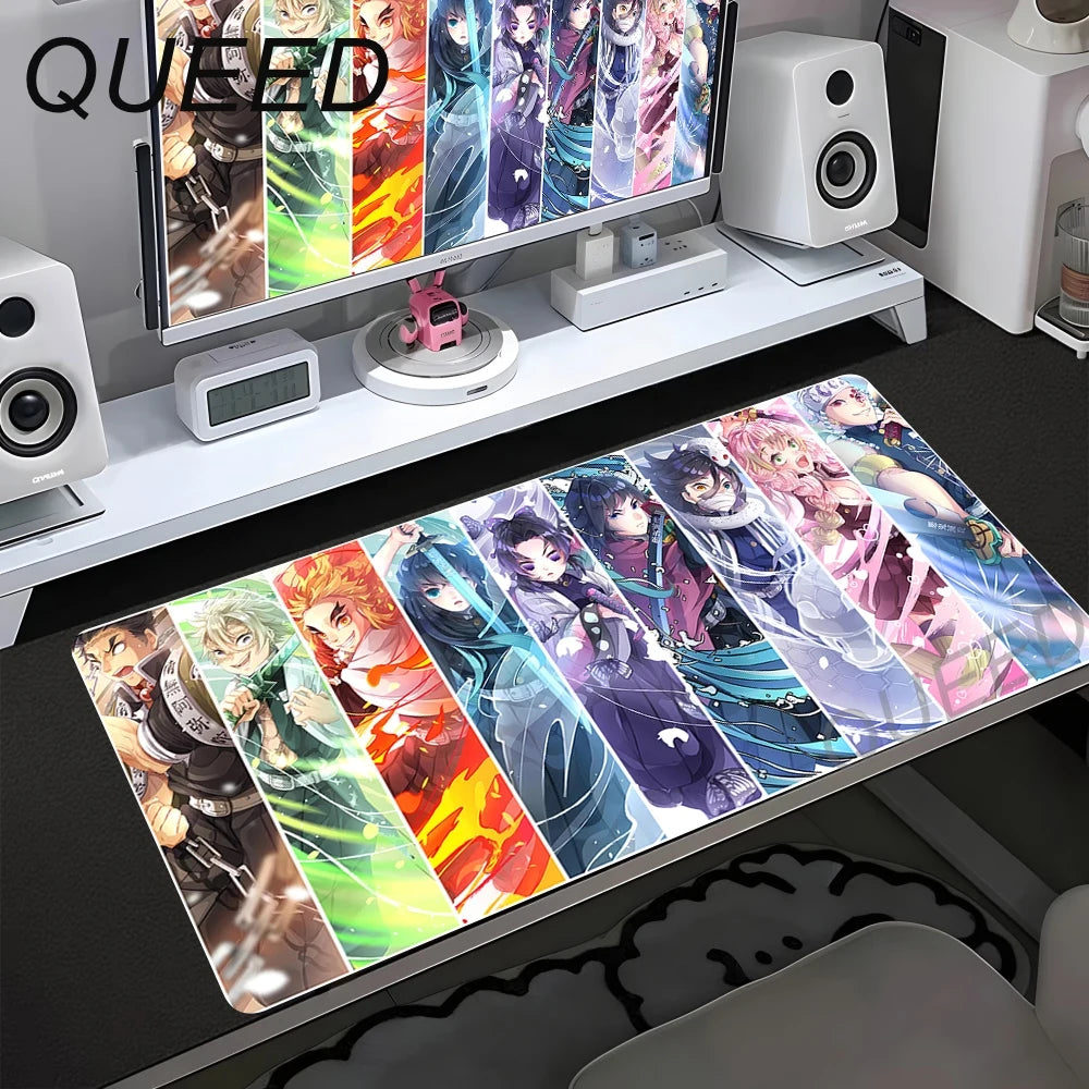 Demon Slayer XXL Gaming Mouse Pad – HD Anime Desk Mat with Non-Slip Base & Stitched Edges