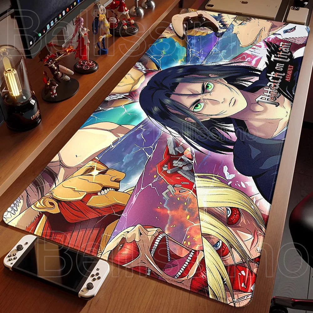 Attack on Titan XXL Gaming Mouse Pad – Anime Desk Mat (90×40cm) with Non-Slip Base & Stitched Edges