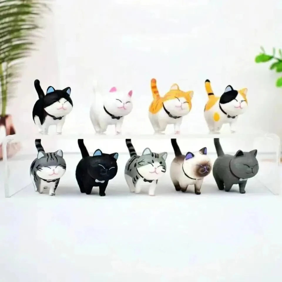9-Piece Cute Cat Figurine Set