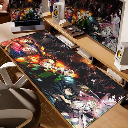 Demon Slayer Gaming Mouse Pad XL – HD Printed Extended Desk Mat for PC & Laptop Setup – Non-Slip Rubber Base, Stitched Locking Edges, Smooth Precision Surface for Gaming & Office Use