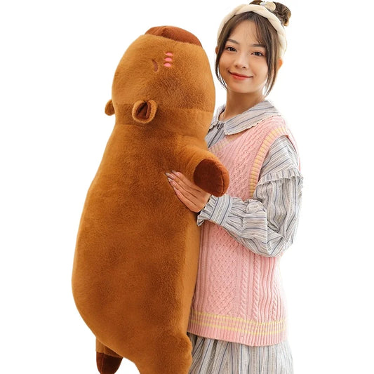 Kawaii Capybara Plush Toy – Soft Stuffed Capybara Pillow | Fluffy Sleeping Cushion for Kids & Room Decor