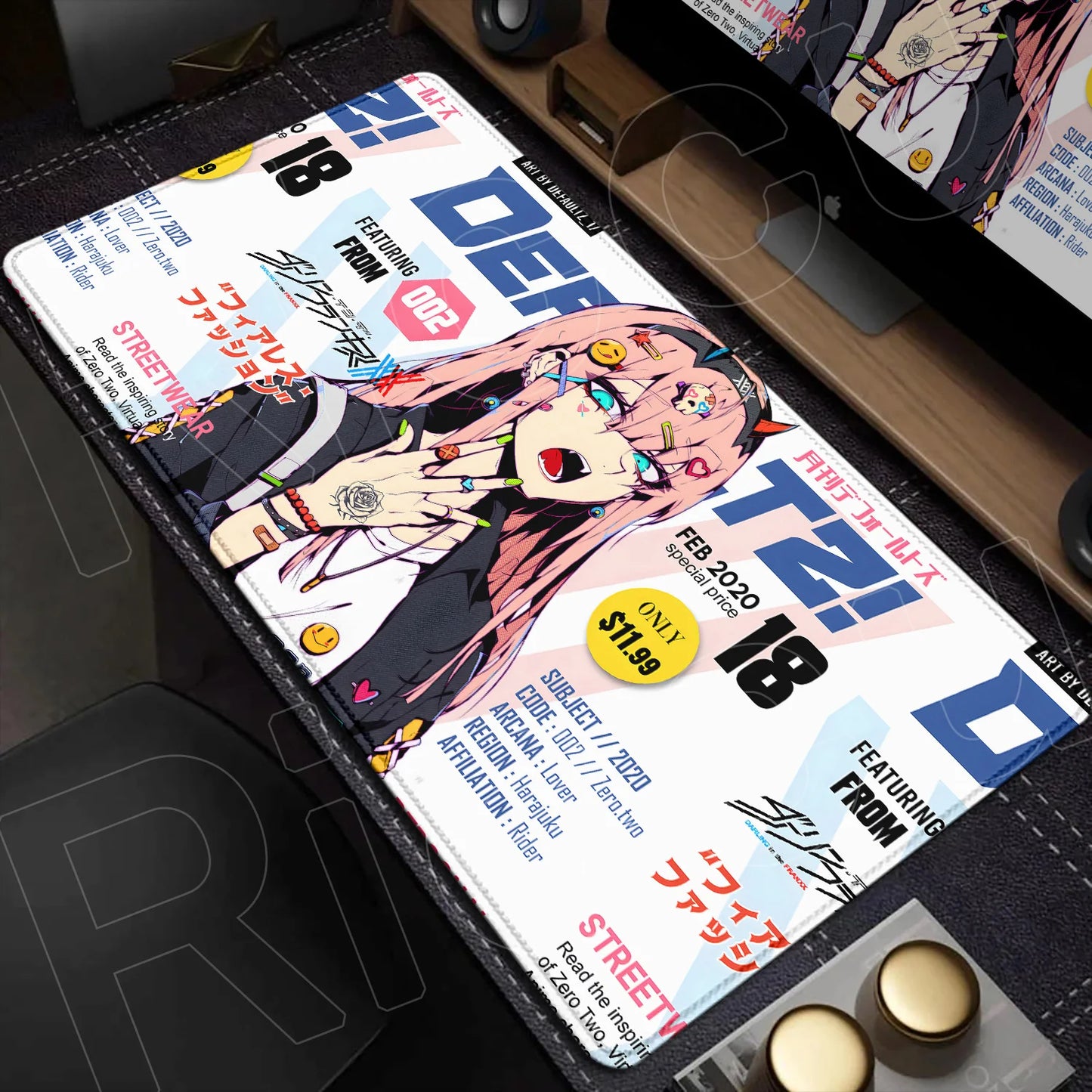 Zero Two Crimson Darling Desk Mat – Darling in the FranXX Anime Mousepad