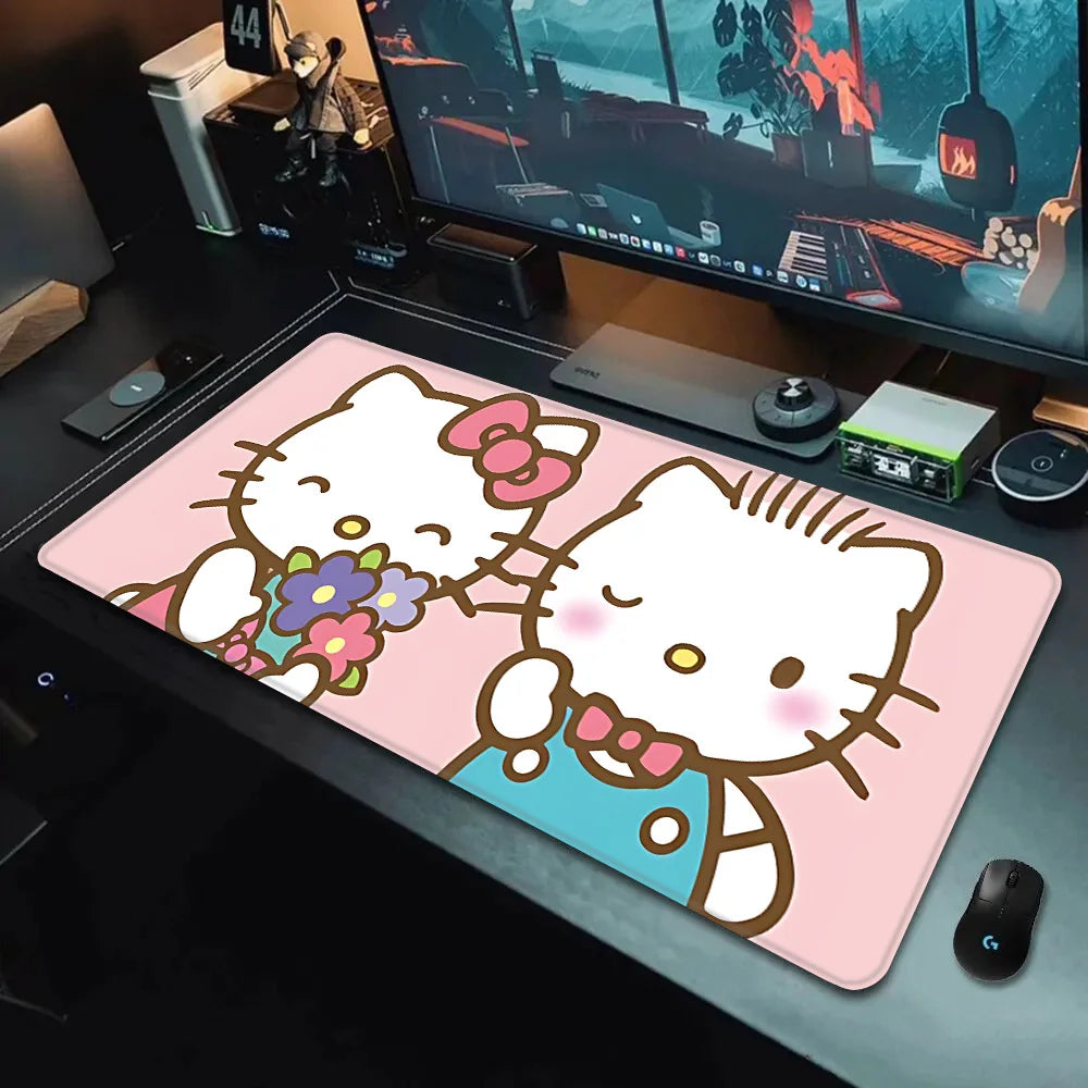 Hello Kitty XXL Gaming Desk Mat – Pink Kawaii Mouse Pad with HD Print, Non-Slip Base & Stitched Edges for Keyboard, PC & Gaming Setup