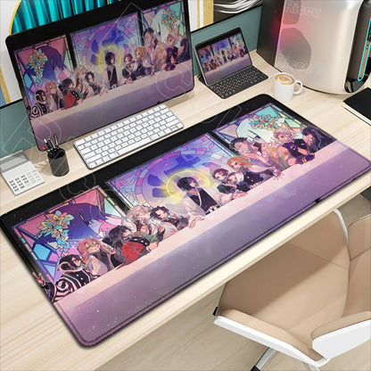 Demon Slayer Gaming Mouse Pad XL – HD Printed Extended Desk Mat for PC & Laptop Setup – Non-Slip Rubber Base, Stitched Locking Edges, Smooth Precision Surface for Gaming & Office Use